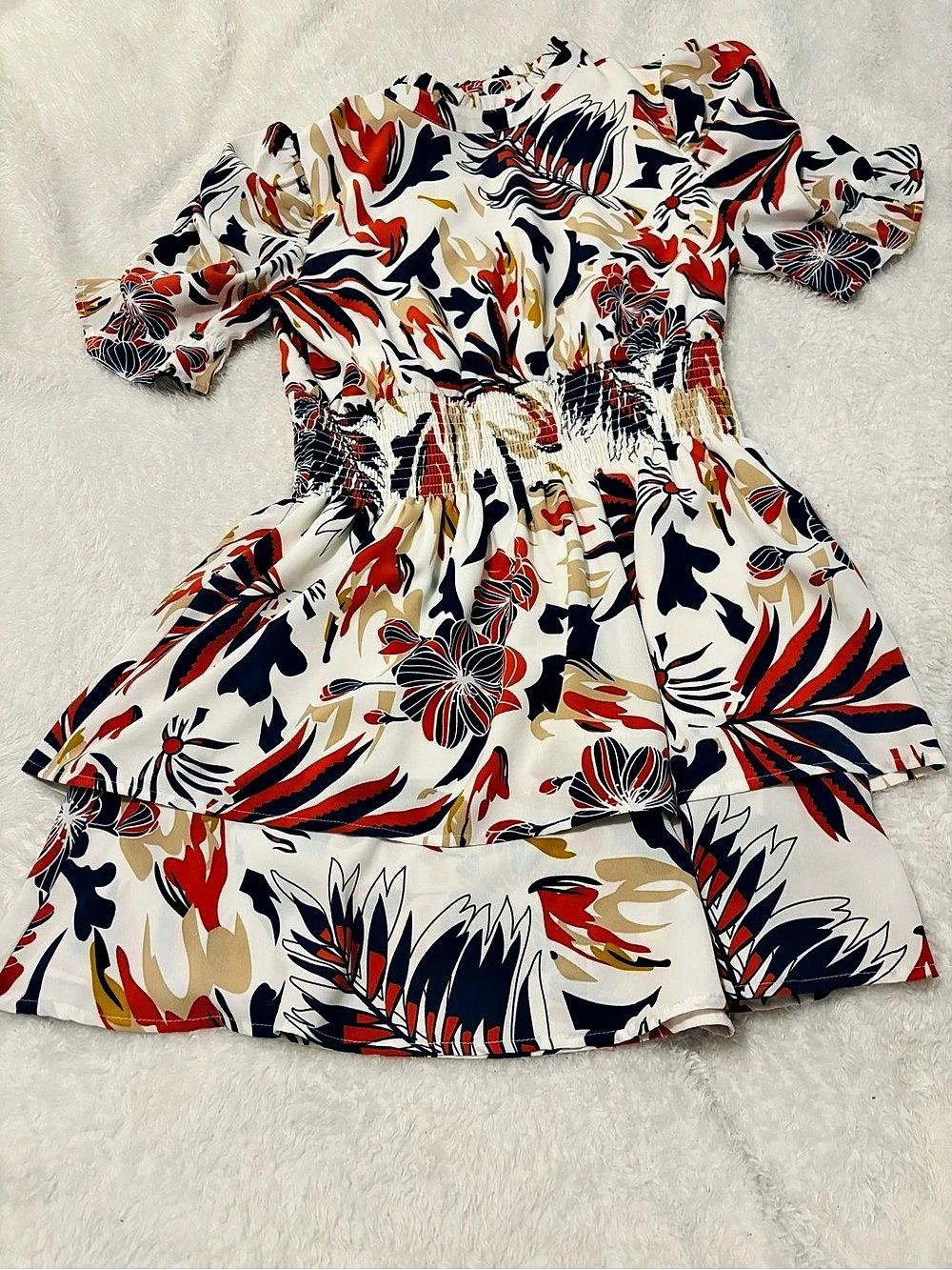 THML Floral Dress in White & Blue Size Medium Like New